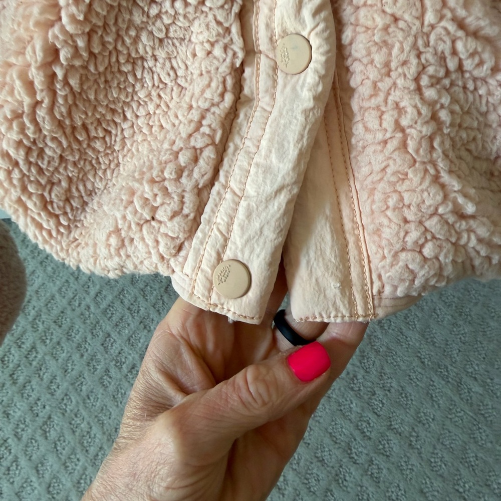 FP Movement by Free People Blush Pink Sherpa Mixed-Media Jacket - Picture 3 of 3